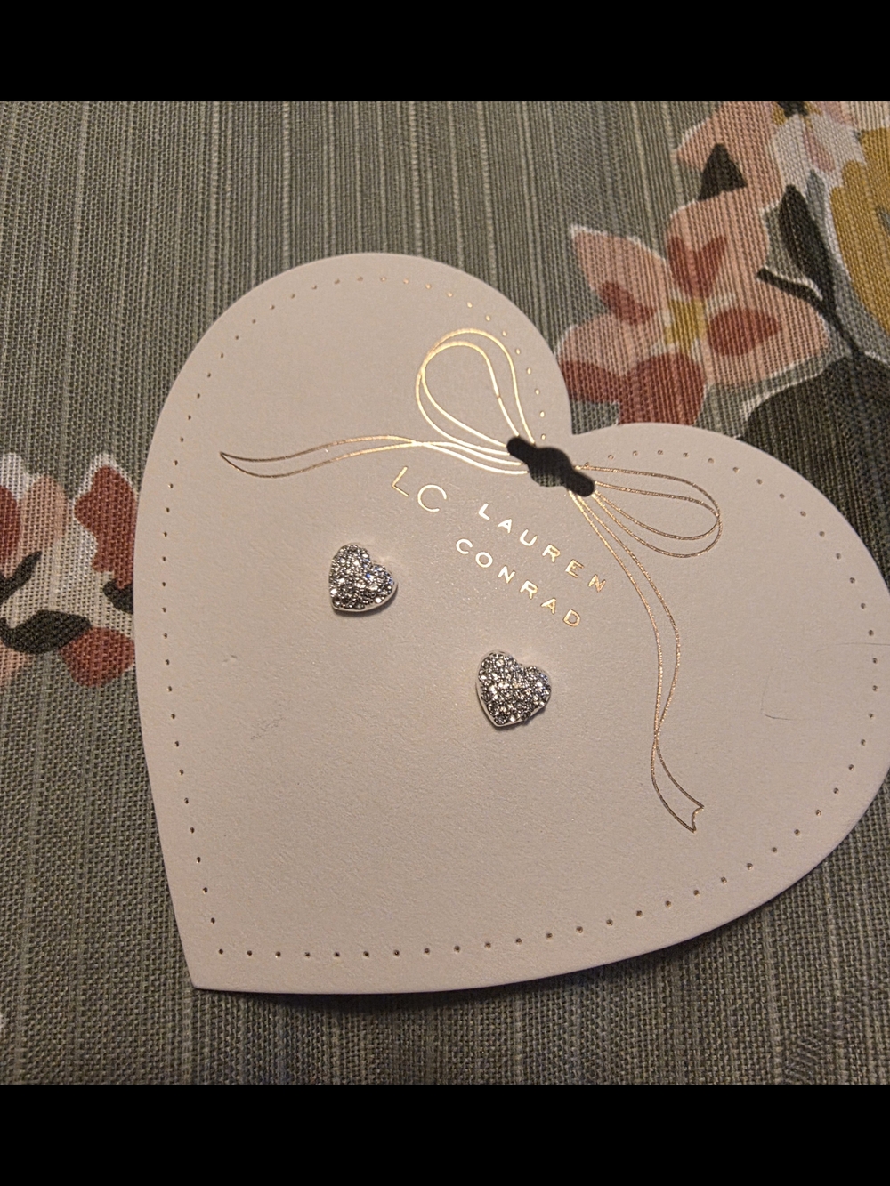 NEW LC Lauren Conrad Sparkling Silver Heart Stud Earrings